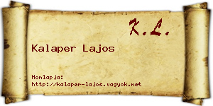 Kalaper Lajos névjegykártya